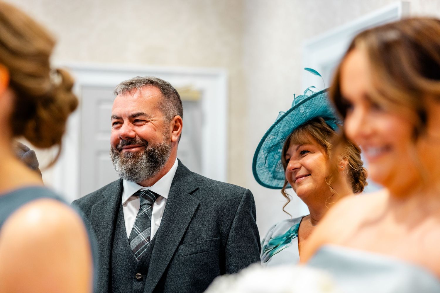 Proud family member City Chambers wedding in Edinburgh, Scotland,