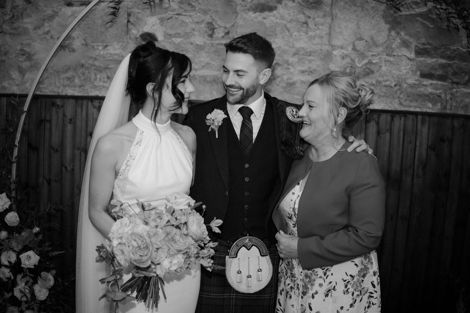 Group wedding shoot at Rosebery Steading, Temple, Gorebridge, Scotland.