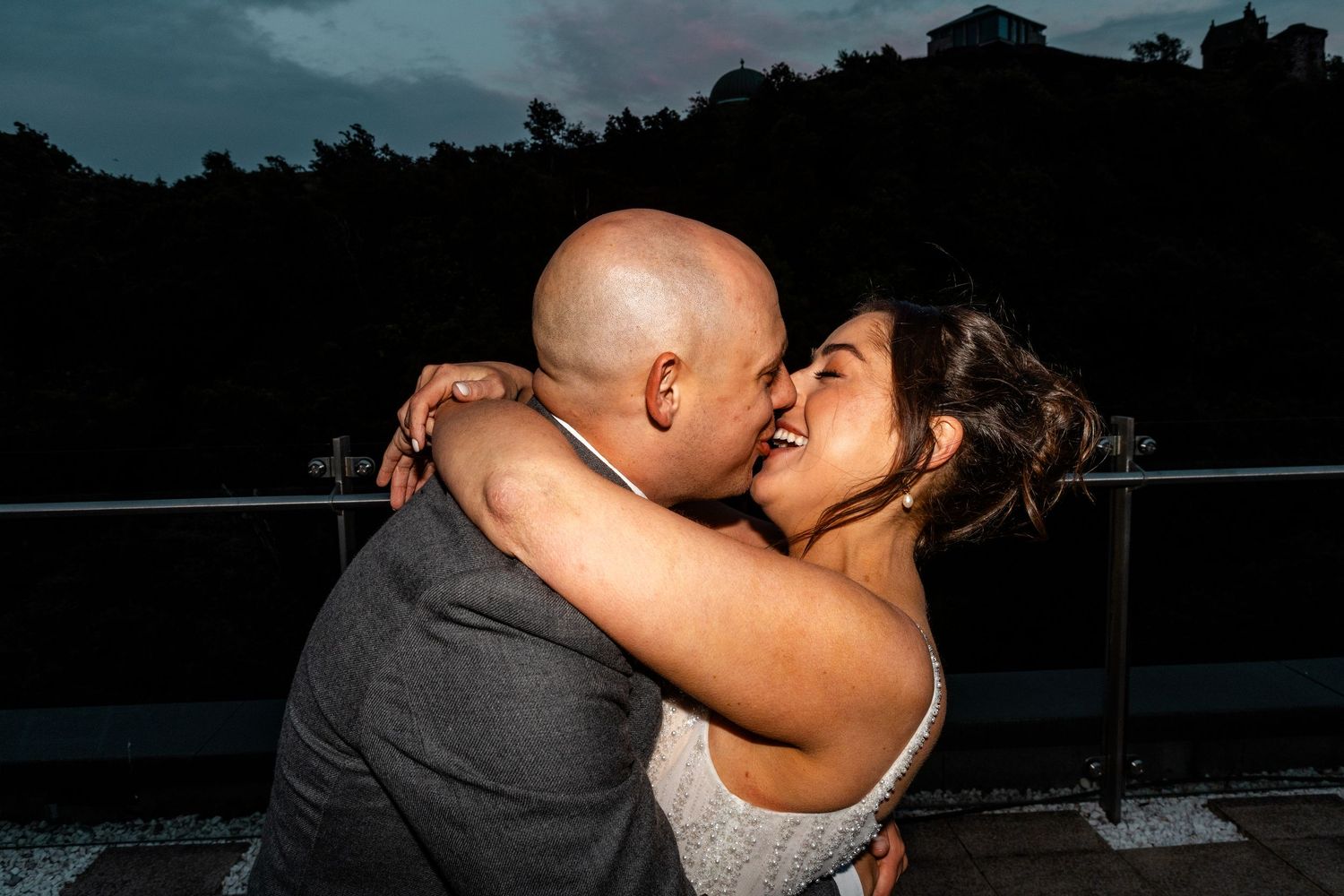 Bride and groom, dancing wedding, Glass House Edinburgh City Scotland,