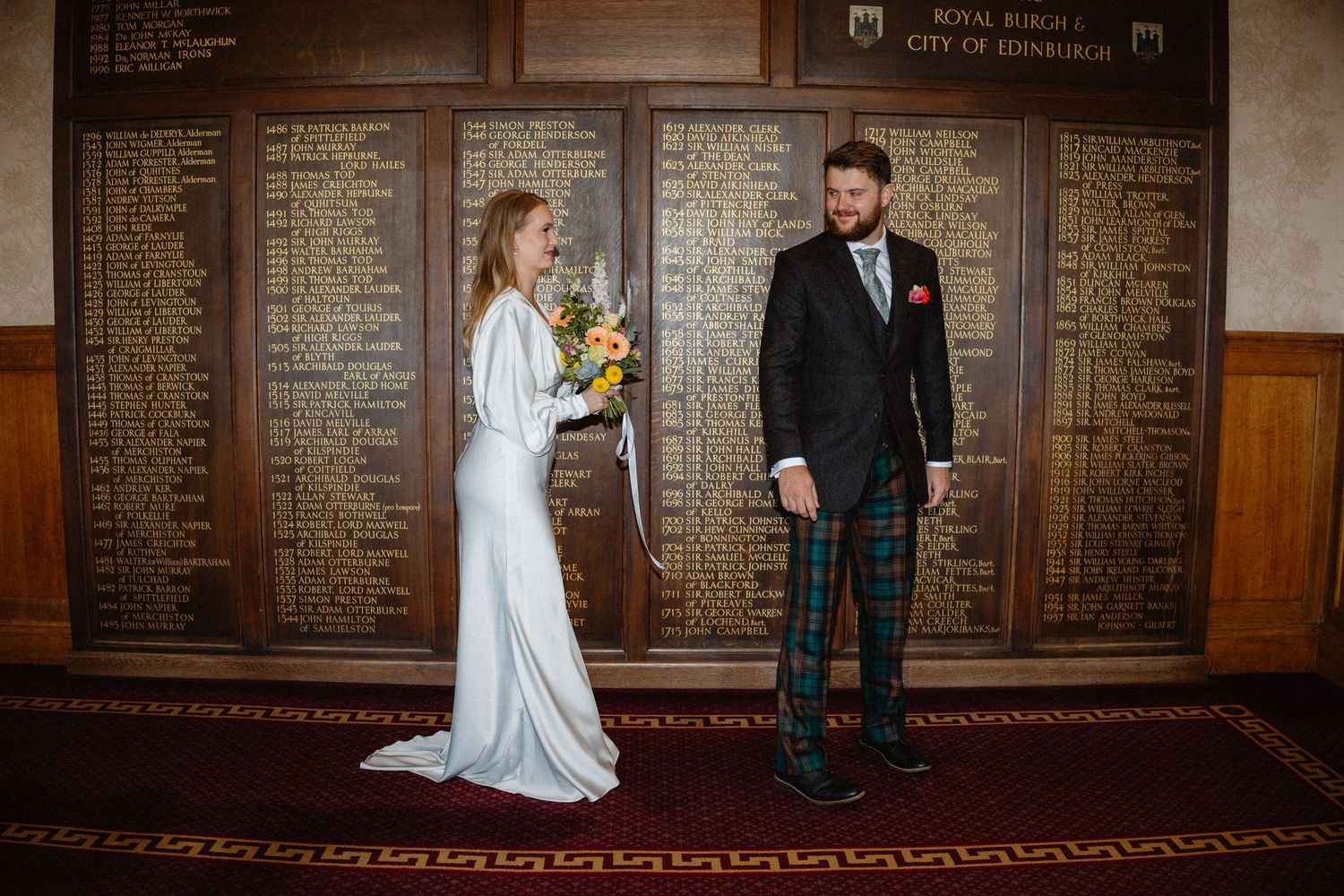 Wedding, first look, European Suite City Chambers Edinburgh