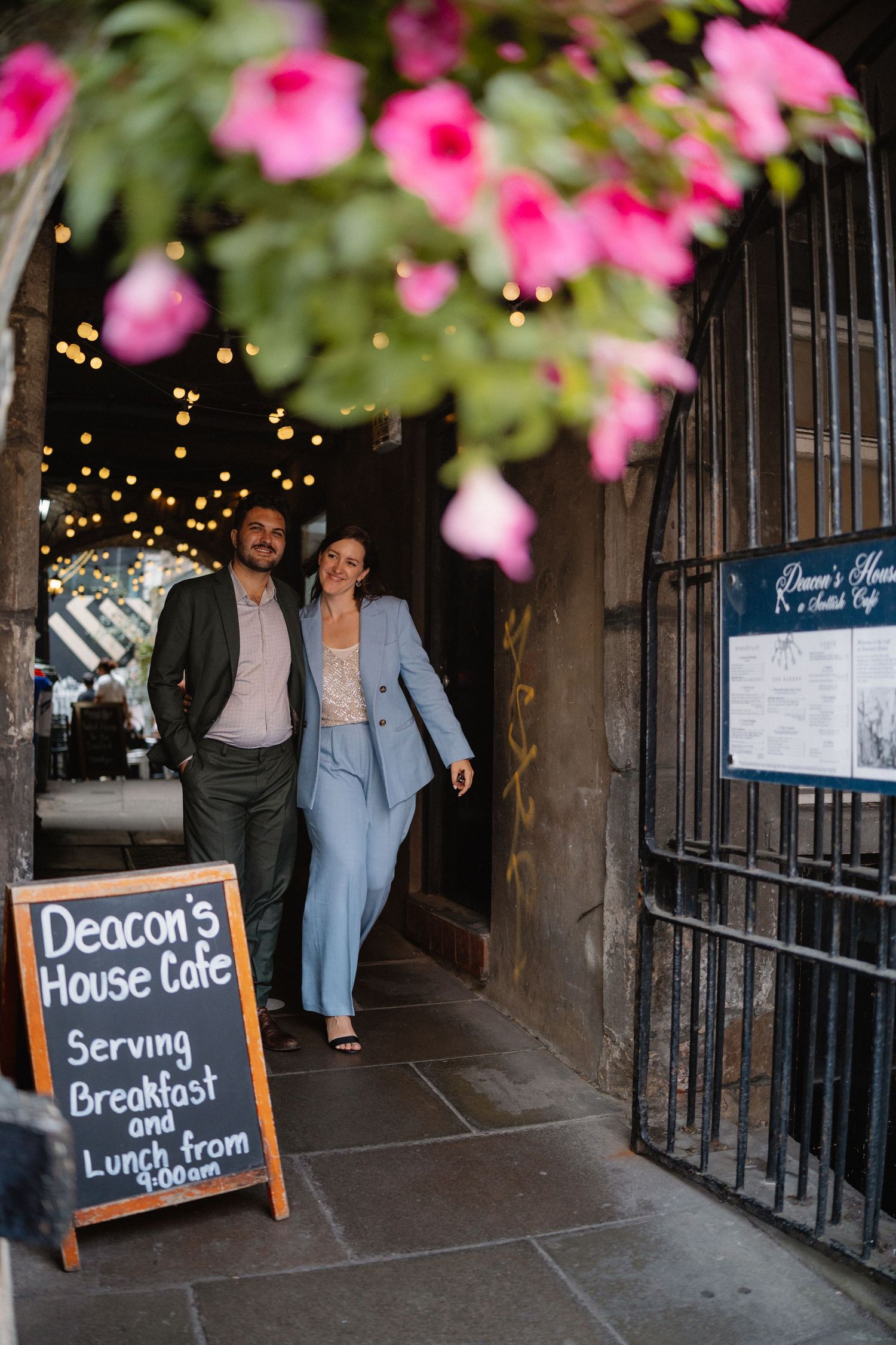 Bride and Groom drinking  photos city photos on in Edinburgh Scotland