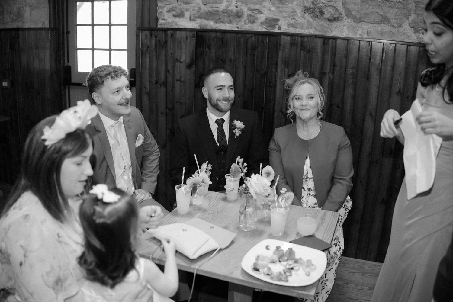 Wedding party at Rosebery Steading, Temple, Gorebridge, Scotland.