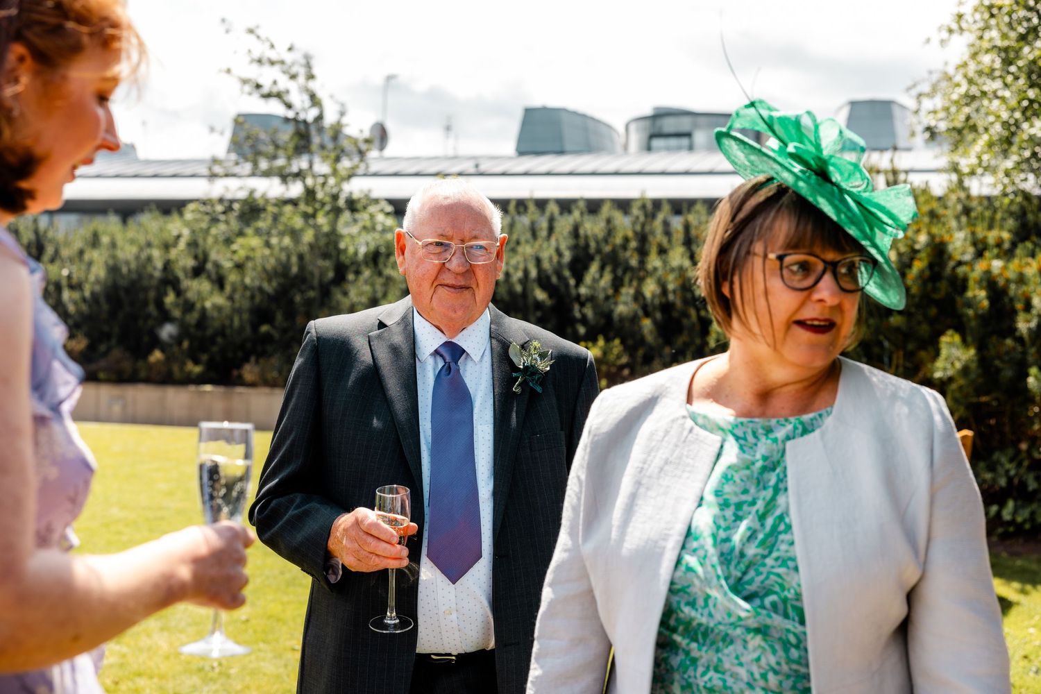 guests outdoor wedding, Glass House Edinburgh City Scotland,