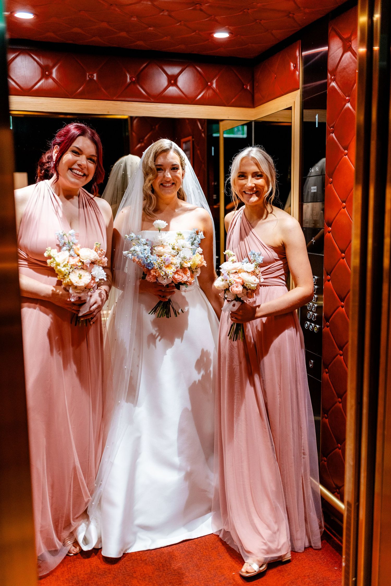 Wedding elevator photos Virgin hotel in Edinburgh City Scotland