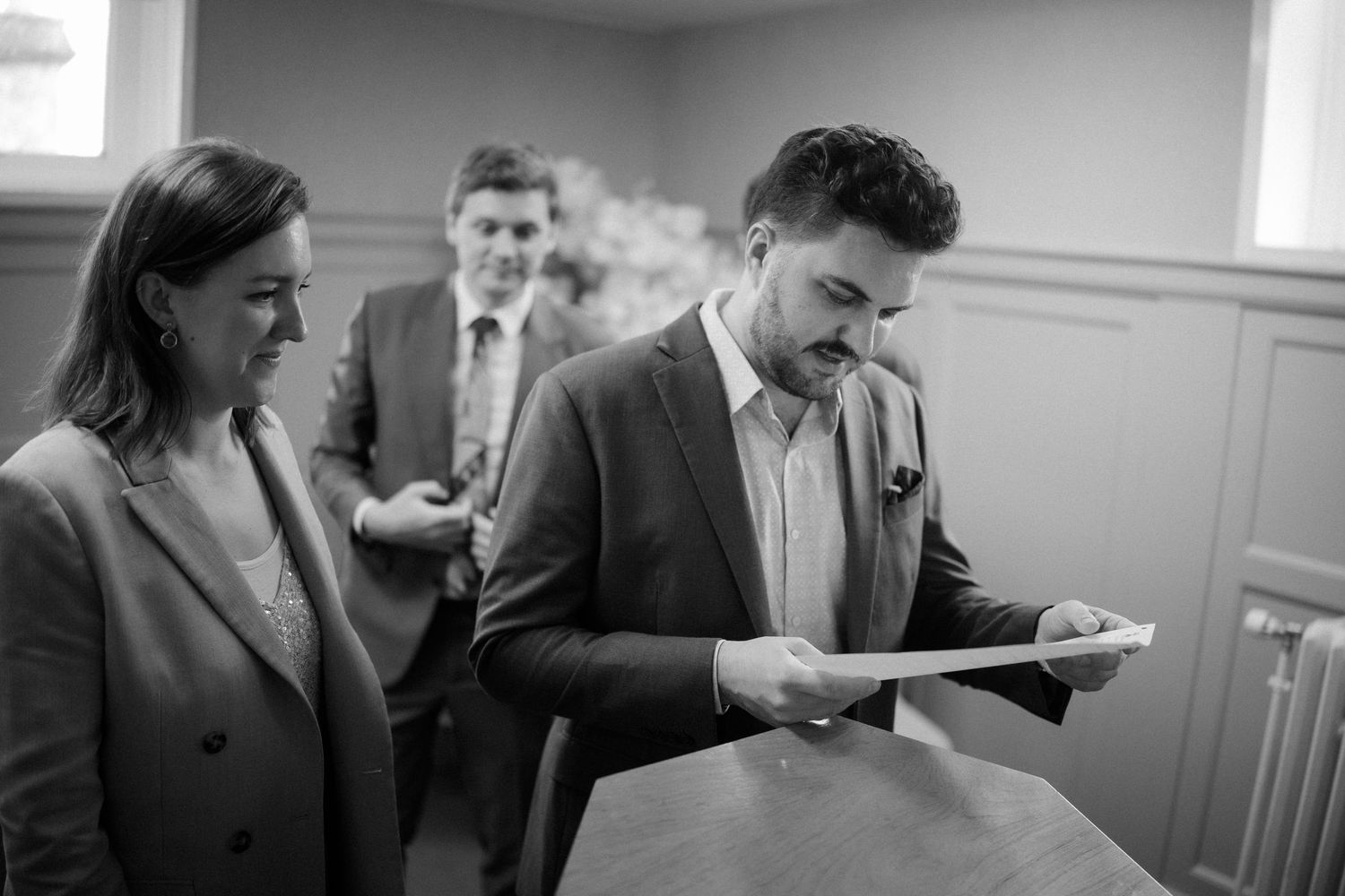 intimate wedding in city chambers in Edinburgh Scotland