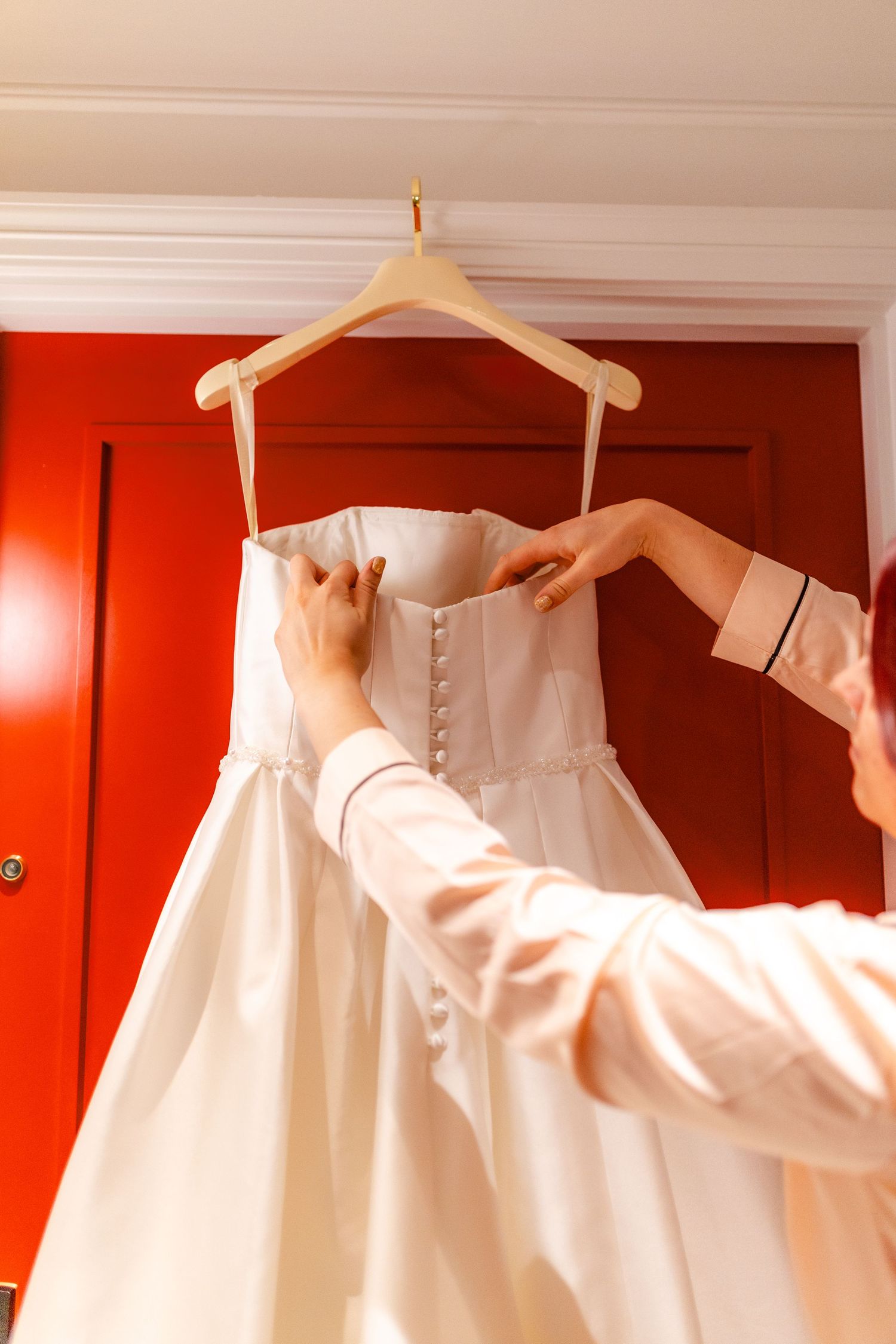 Wedding prep, wedding dress, Virgin hotel in Edinburgh City Scotland