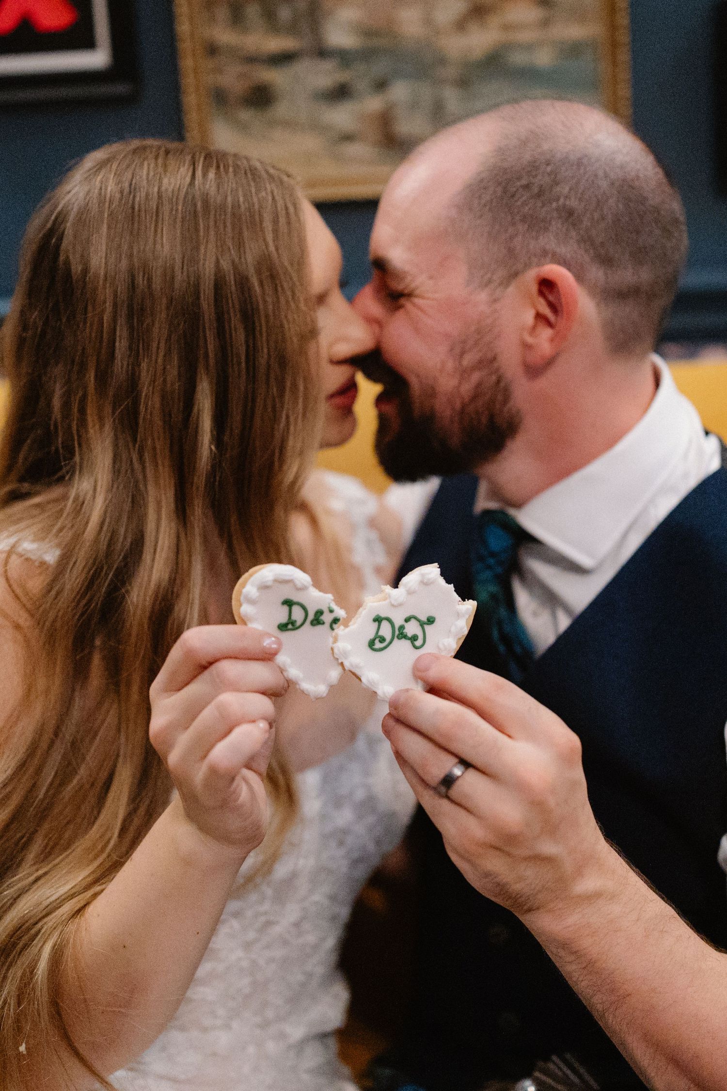Close-up sequence showing couple sharing a romantic moment with handkerchiefs.