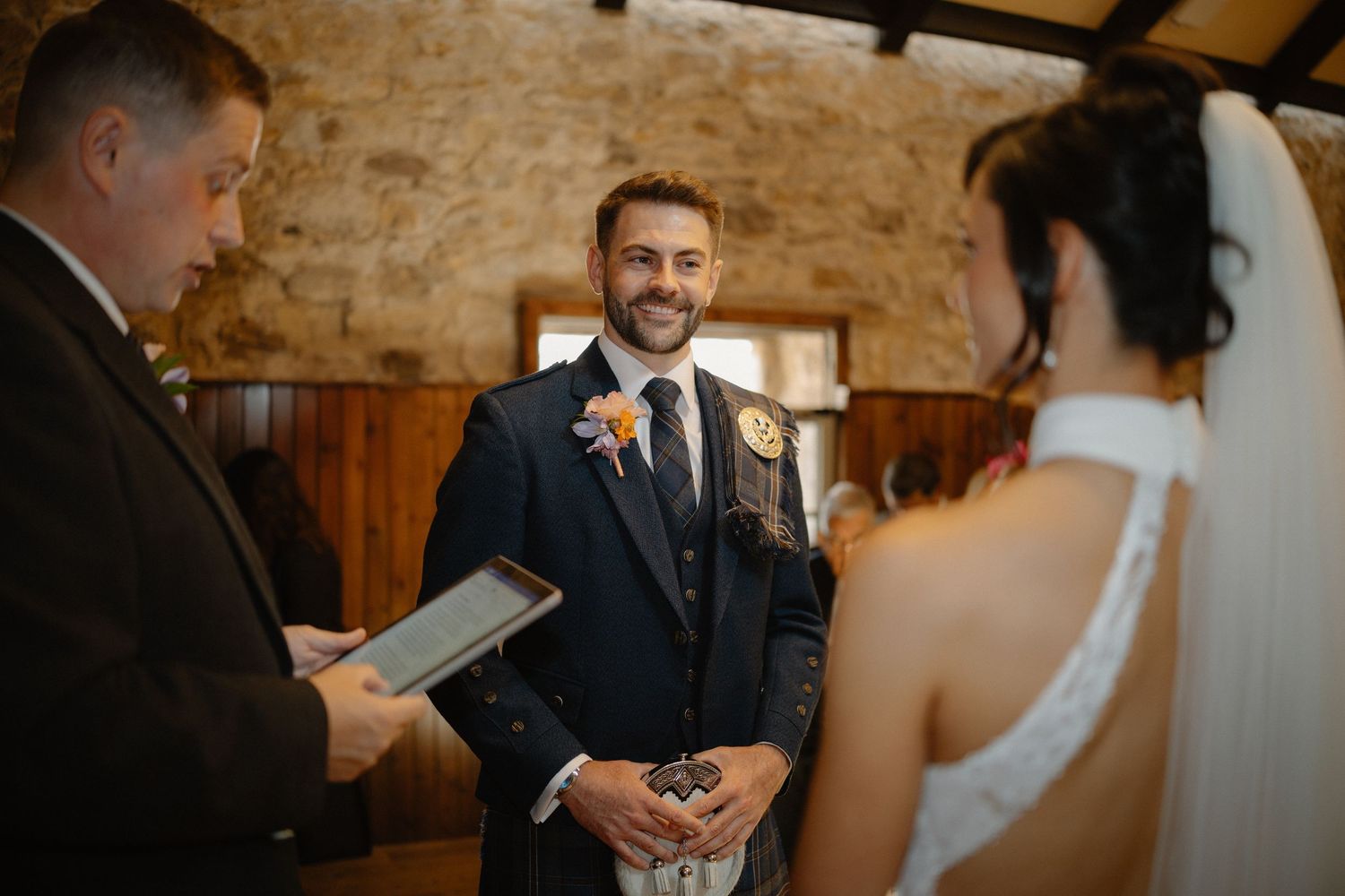 Wedding ceremony, at Rosebery Steading, Temple, Gorebridge, Scotland.