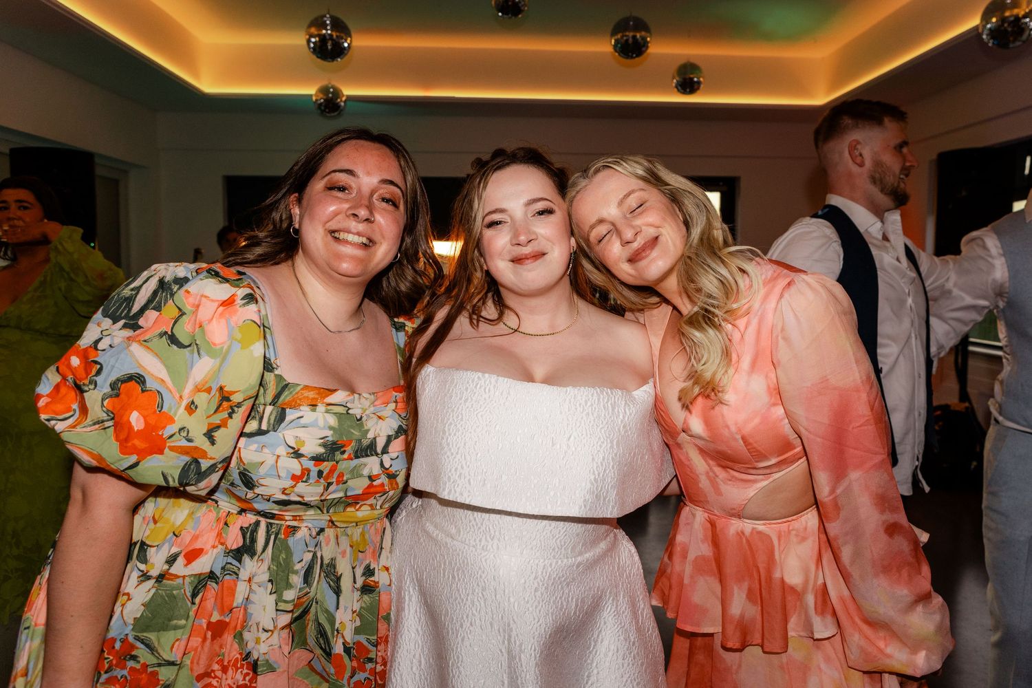 Wedding guest with bride, Whitekirk Hill, Whitekirk, North Berwick