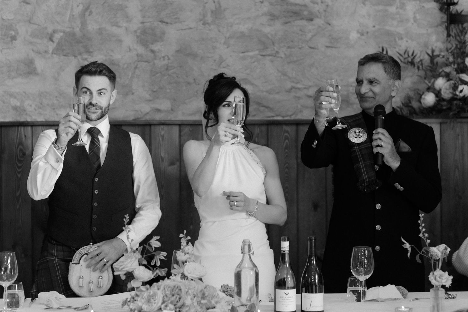 Speeches wedding meal at Rosebery Steading, Temple, Gorebridge, Scotland.