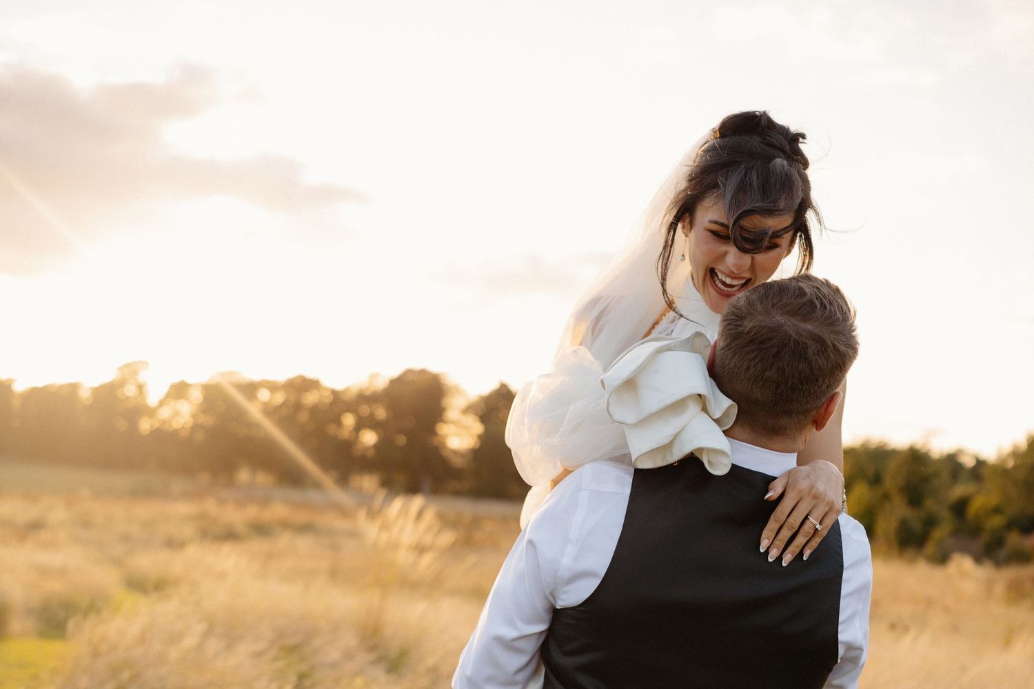 Golden Hour bride and groom photoshoot at Rosebery Steading, Temple, Gorebridge, Scotland.