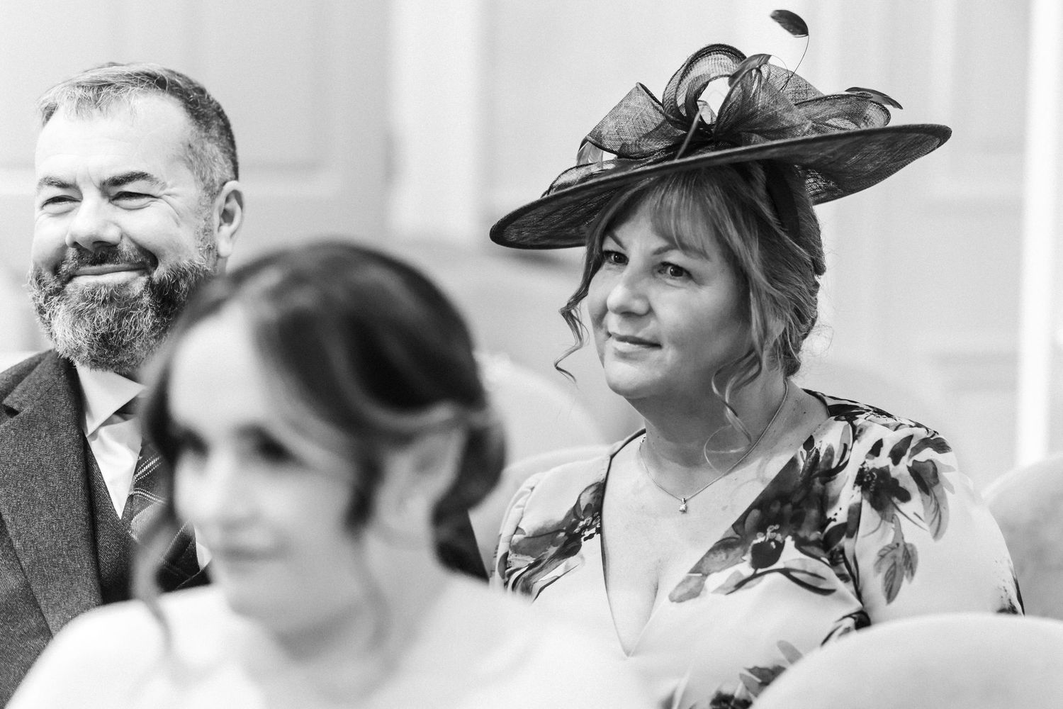 Bride's parents  inside City Chambers wedding in Edinburgh, Scotland,