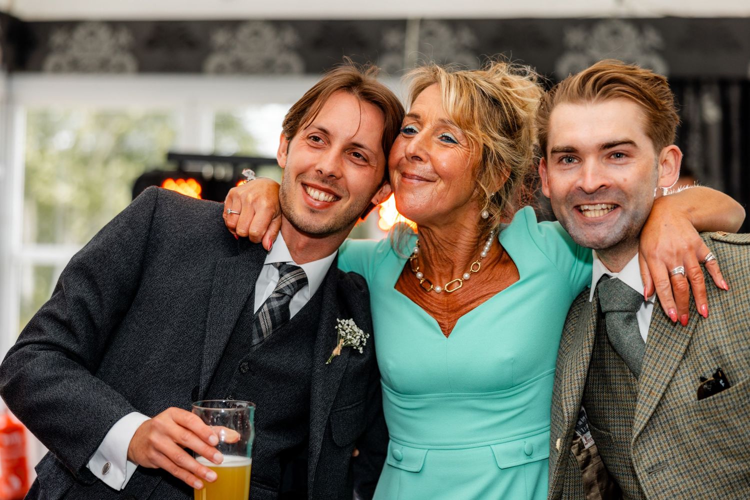 Guests having fun, wedding, Glass House Edinburgh City Scotland,