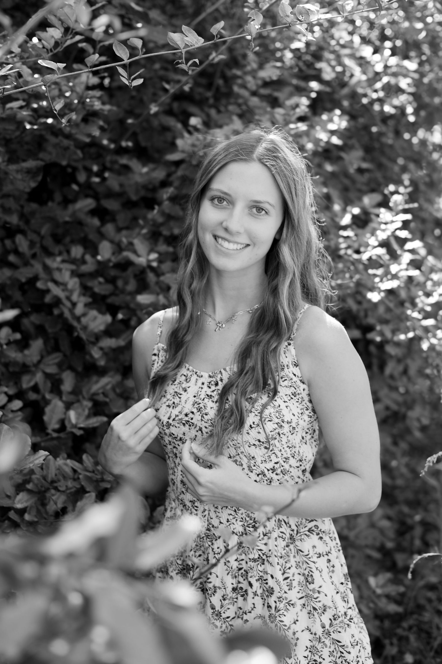Black and white series of natural expressions captured in garden setting.