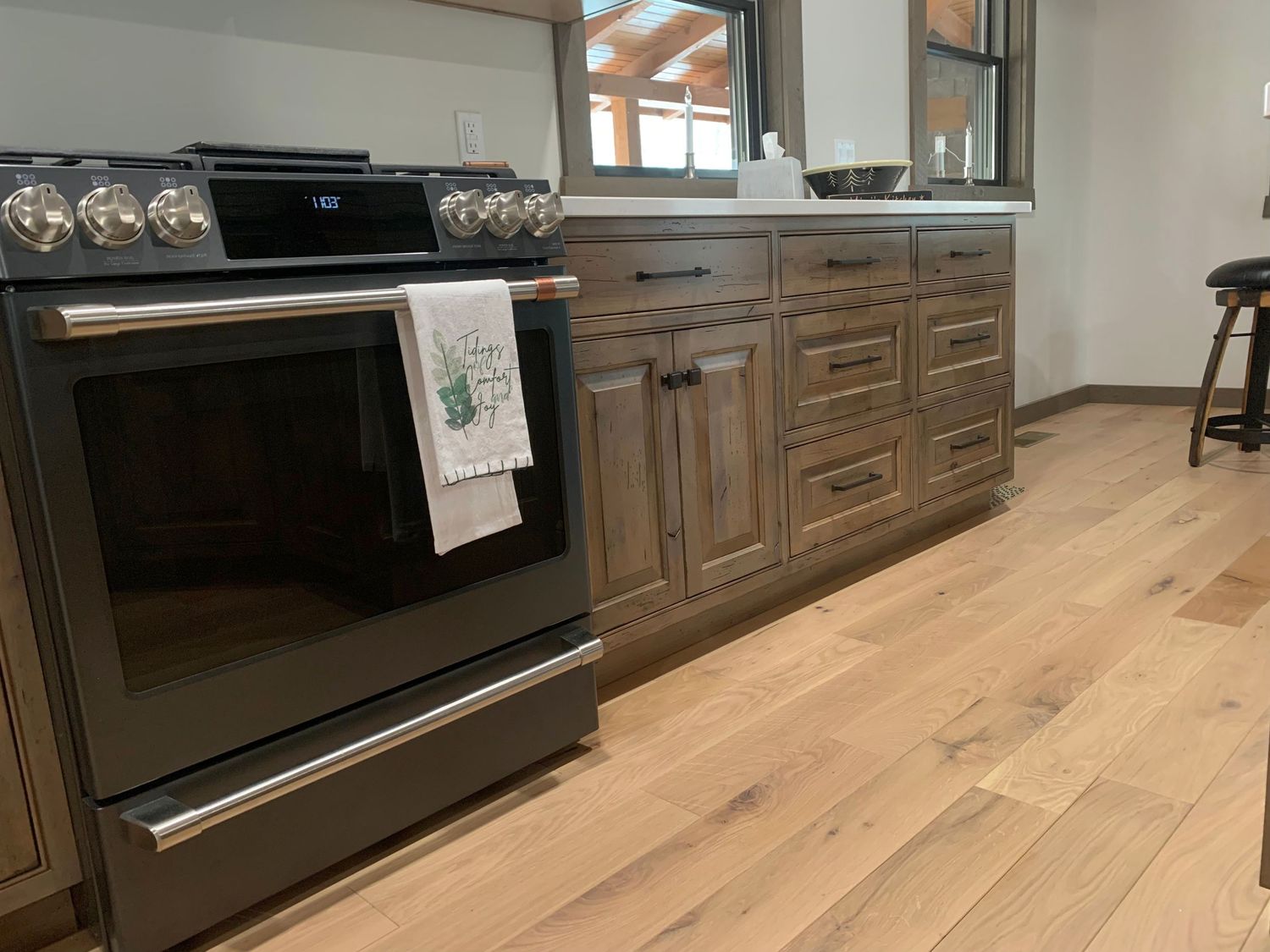 Hardwood flooring in a kitchen