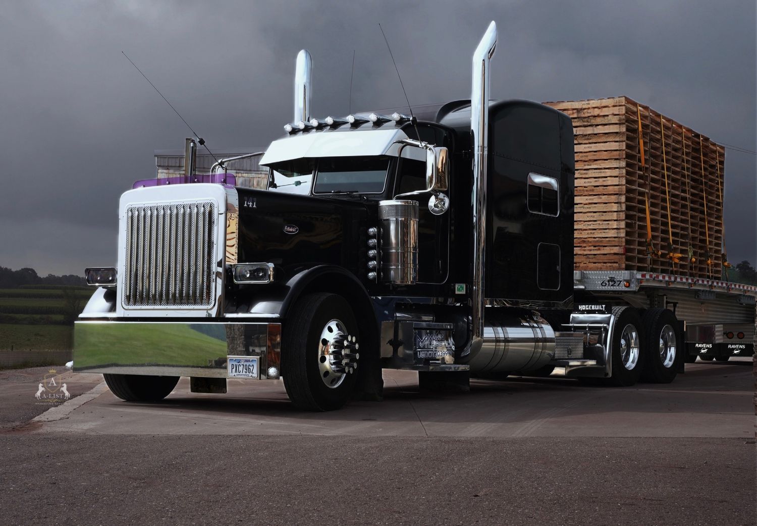 A Peterbilt with a Raven flatbed