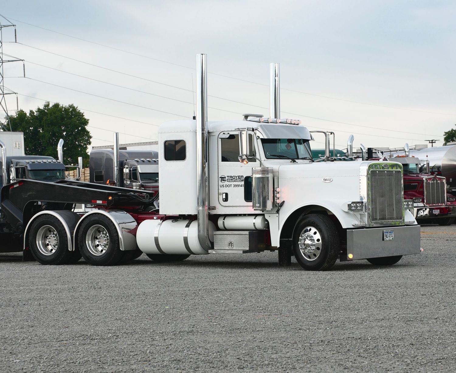 A Peterbilt hauling a lowboy