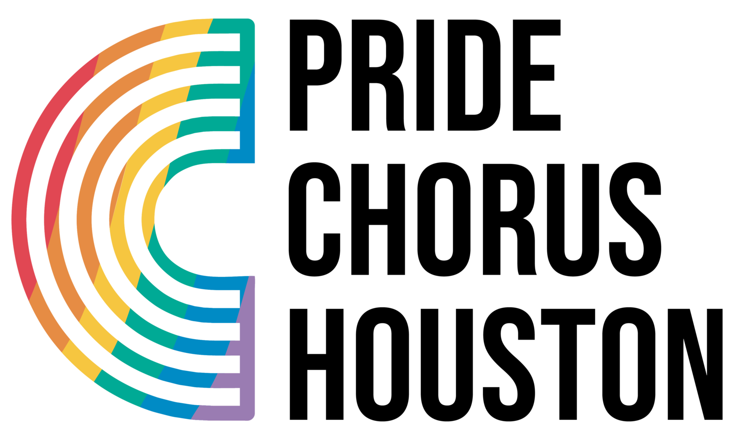 A modern logo design featuring a stylized letter C made of colorful rainbow curved lines in gradient colors.