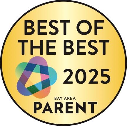 Set of golden oval award badges with geometric designs and text reading 