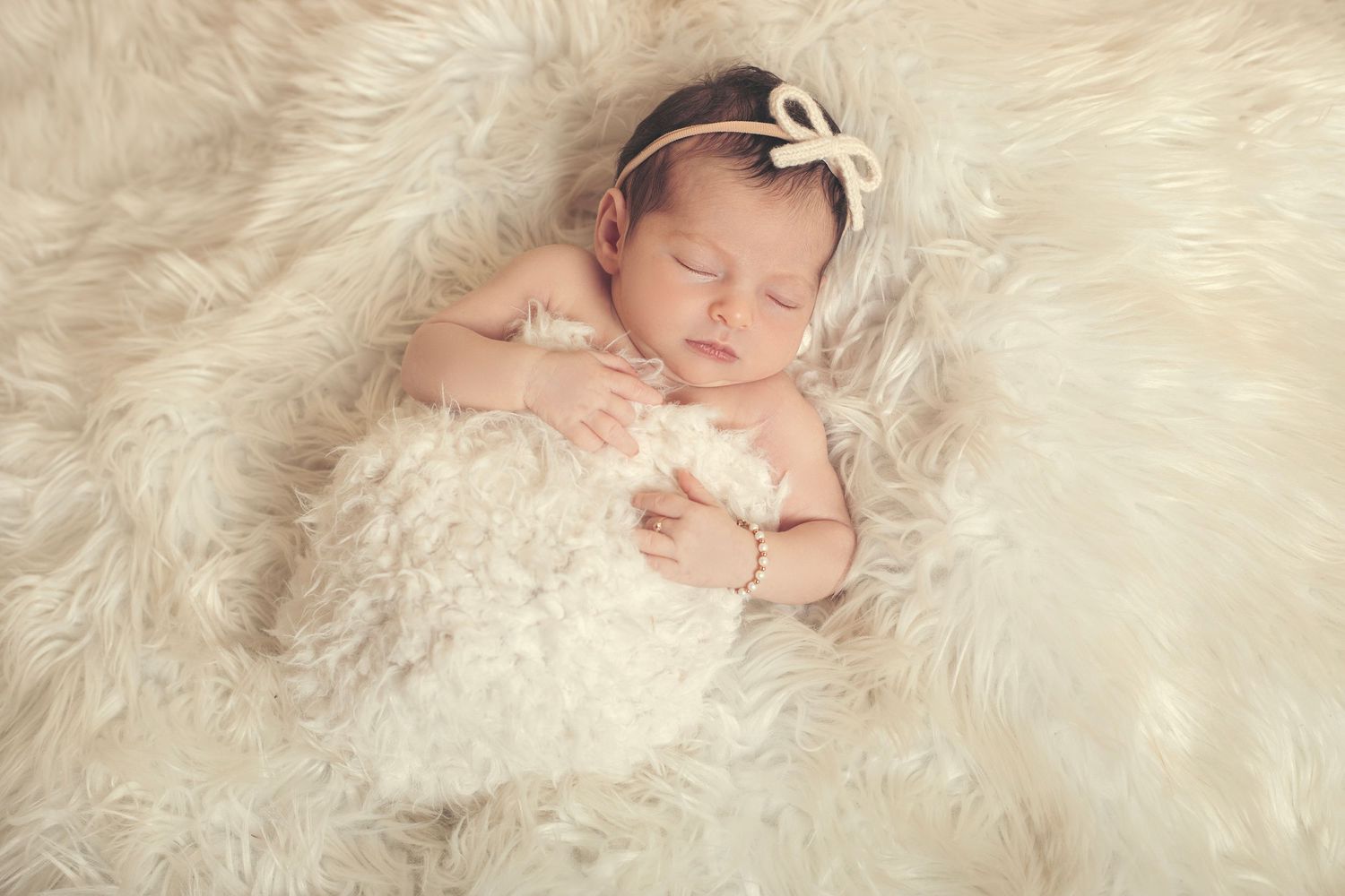 newborn photography white fluff