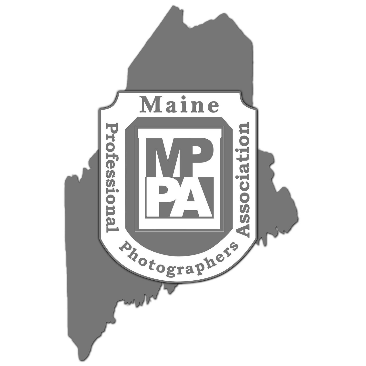 Maine Professional Photographers Association MPPA logo on state outline silhouette.