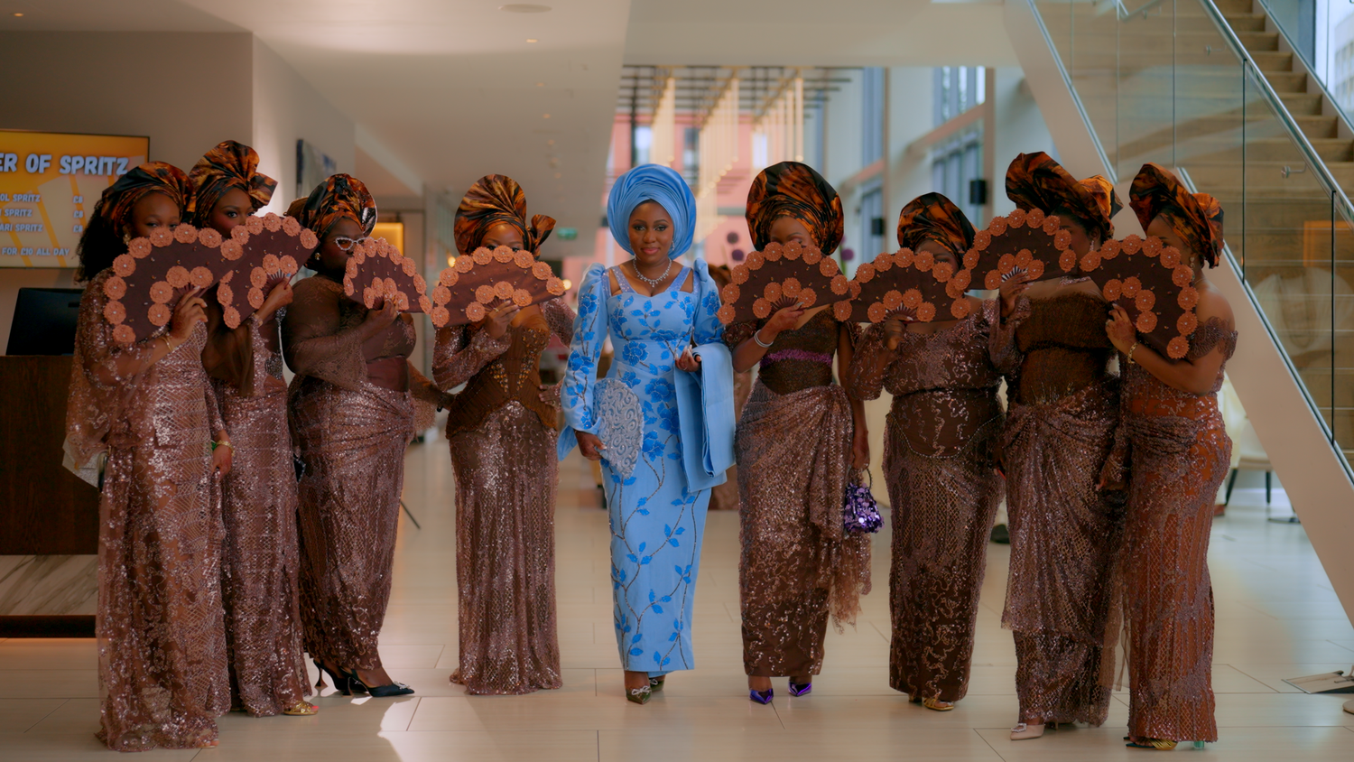 Wedding photographs of  Asoebi ladies for yoruba traditional wedding in United Kingdom