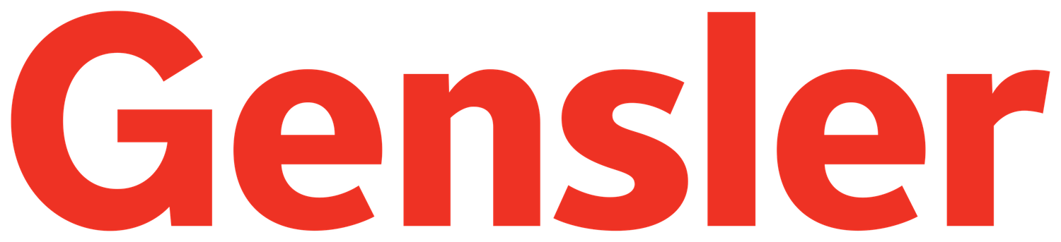 Gensler logo in bold red typography on a white background.