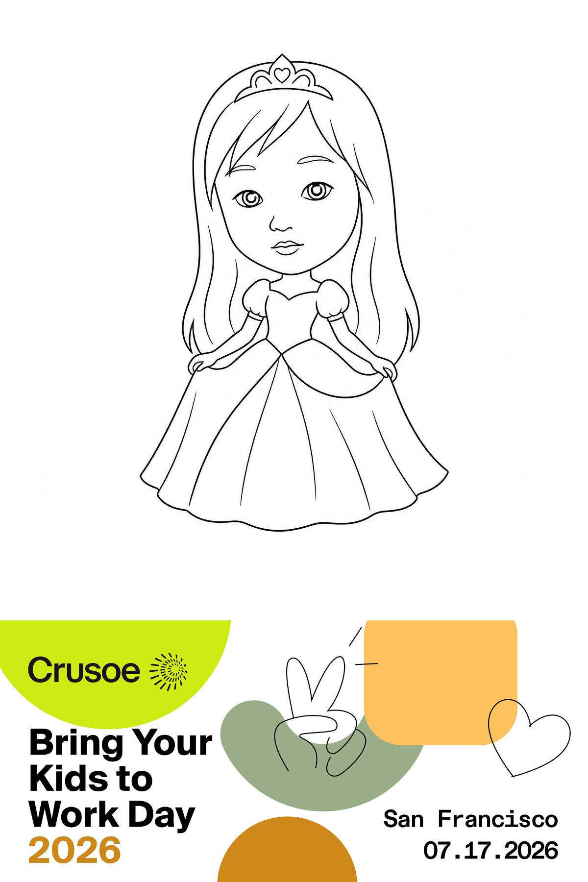 AI Sketch Bot portrait of a child as a princess at Crusoe Bring Your Kids to Work Day, San Francisco.