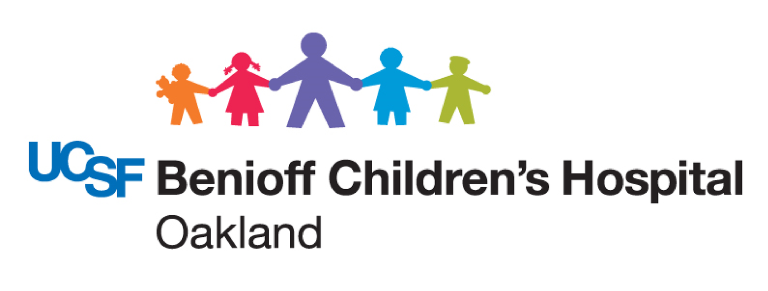 UCSF Benioff Children's Hospital Oakland logo with colorful paper doll children holding hands.