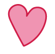 A cute pink heart shape with a bold red outline.