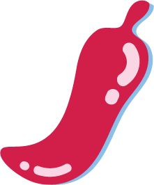 One red-pink chilli pepper