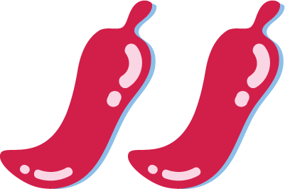 Two red-pink chilli peppers