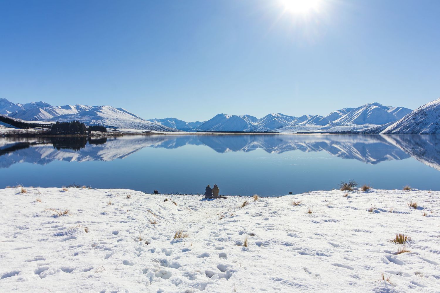 New Zealand landscapes. Snowy Lake Heron