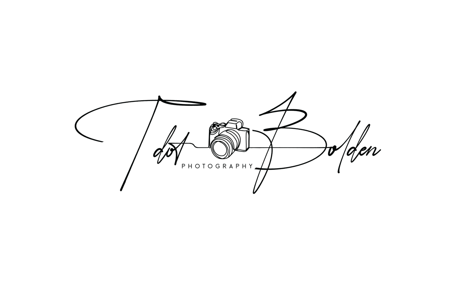 Todt Bolden Photography logo featuring elegant cursive script and a camera illustration in black ink.