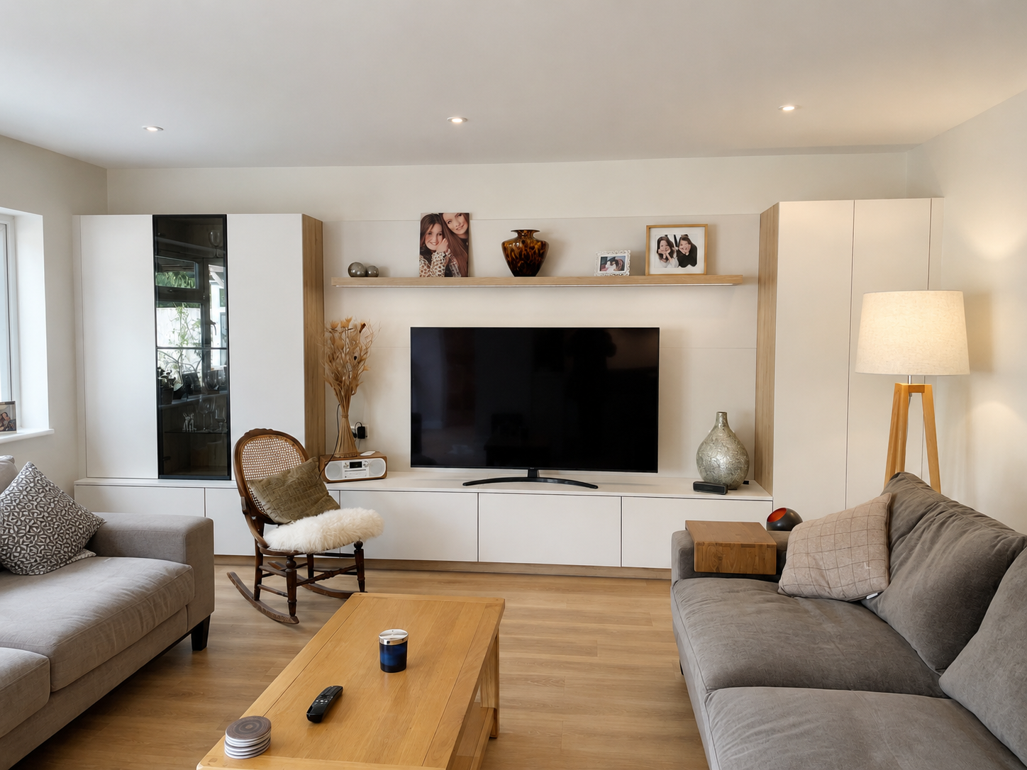 TV Unit in Clay and Vintage Oak