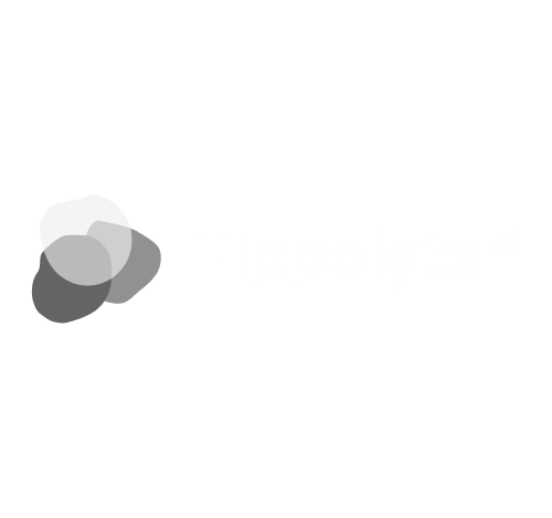 Abstract overlapping circles logo in grayscale tones on white background.