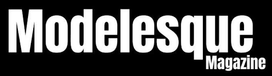 Modelesque Magazine bold white text logo on black background.