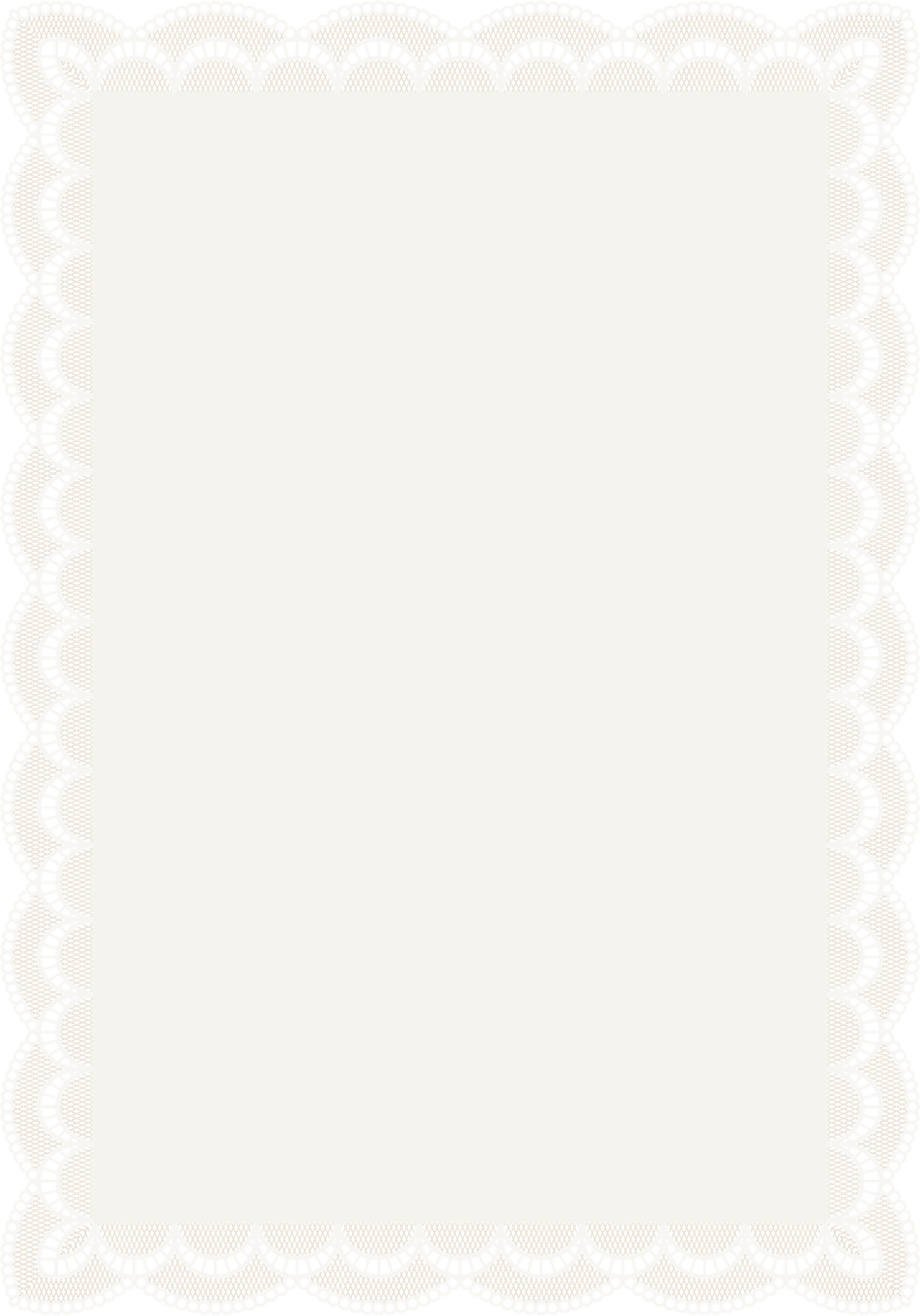Elegant white rectangular lace doily with scalloped border and subtle decorative pattern on cream background.