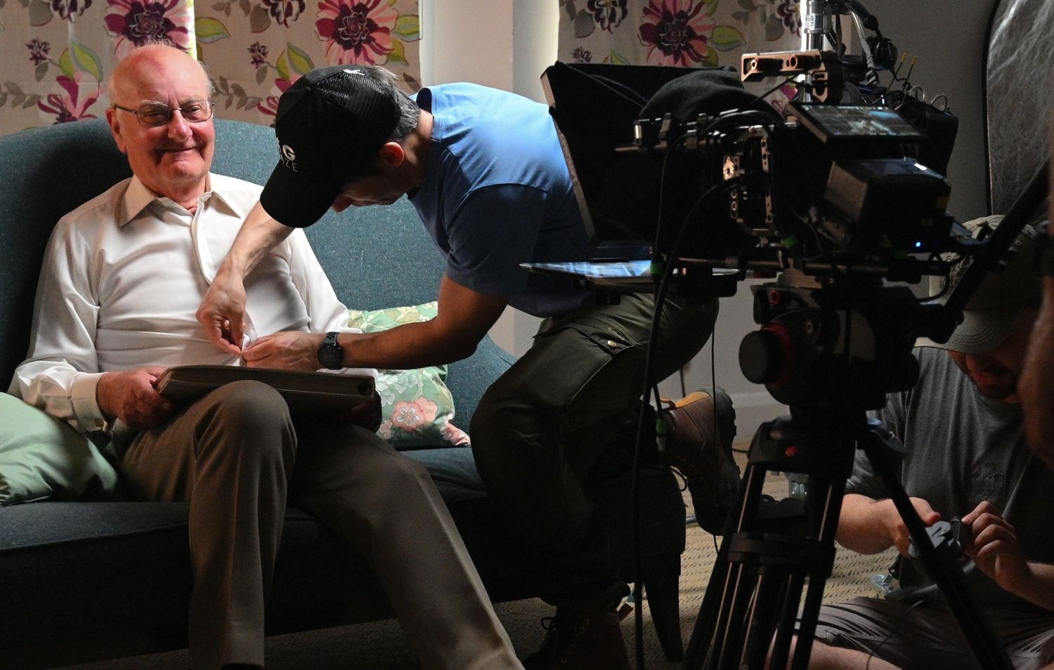 Mic adjustment, behind the scenes from Gorbachev.