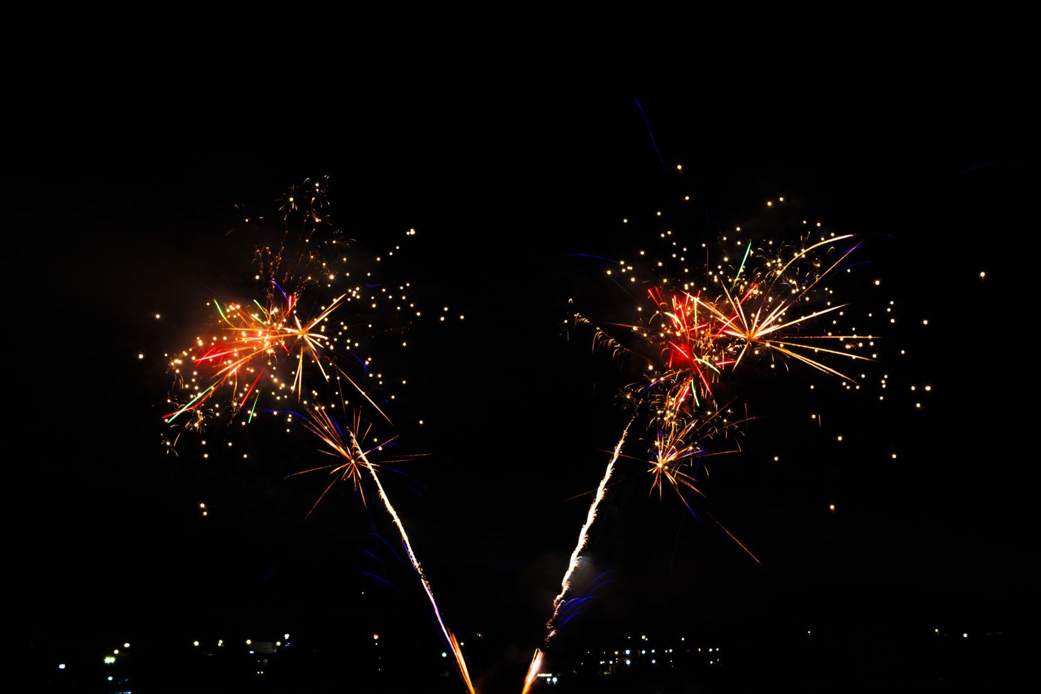 Fireworks bursting over a night event in Bathurst