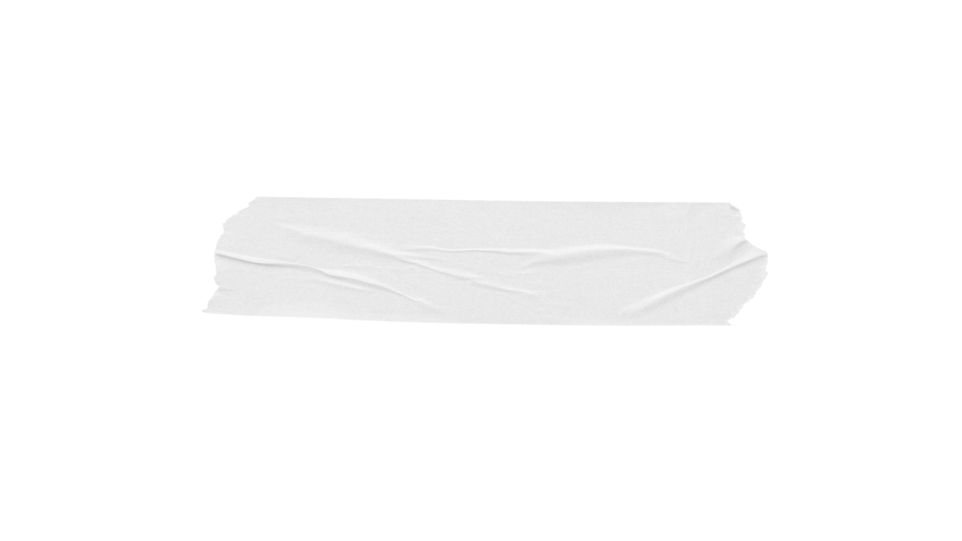 A wrinkled white adhesive tape strip isolated on a white background.