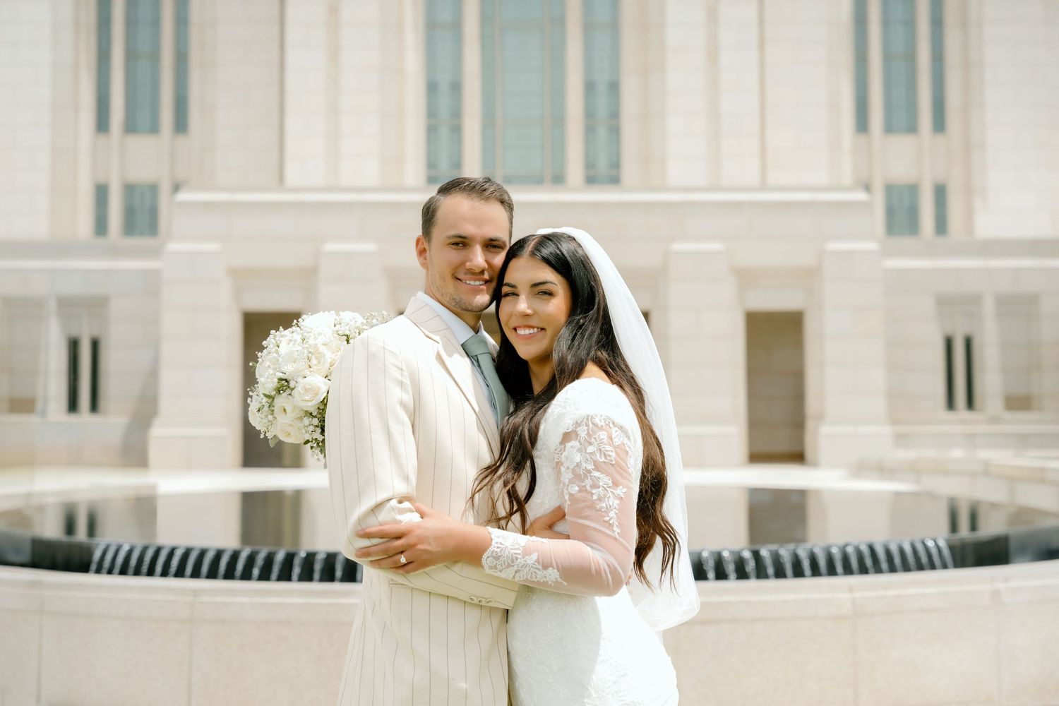 Newly married couple at the Ogden, Utah LDS Temple