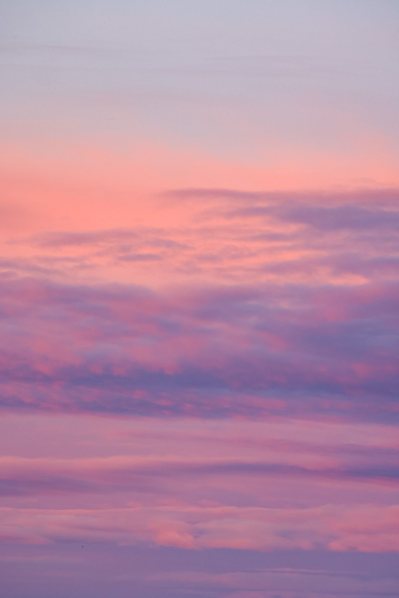 Dreamy pink and purple clouds at sunset creating a pastel sky.
