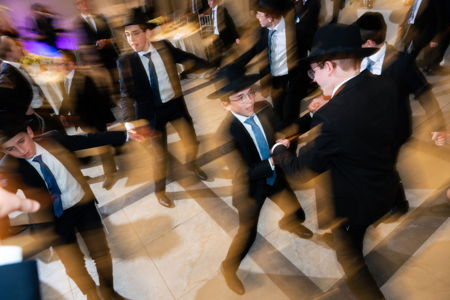 Bar mitzvah dancing action shot
