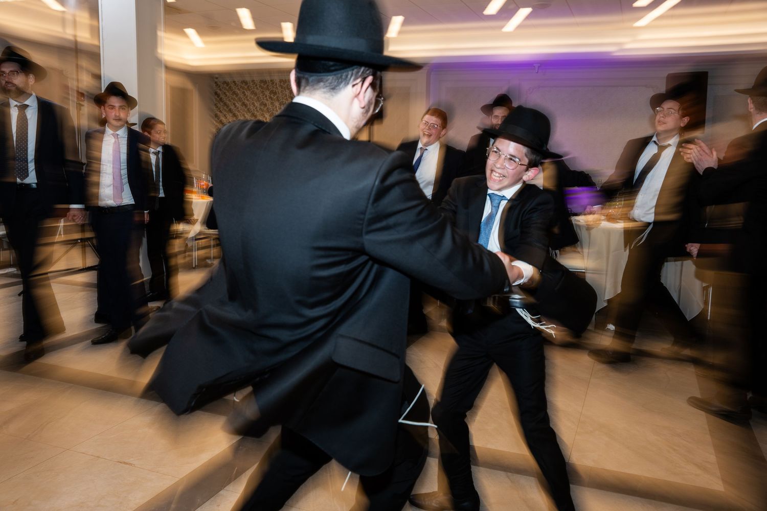 Bar mitzvah dancing action shot