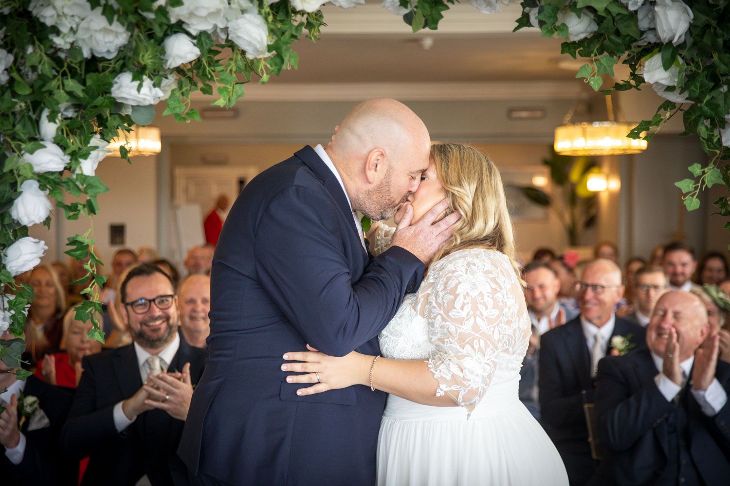 Wedding ceremony emotional moments captured in sequence showing tender embraces and celebrations.