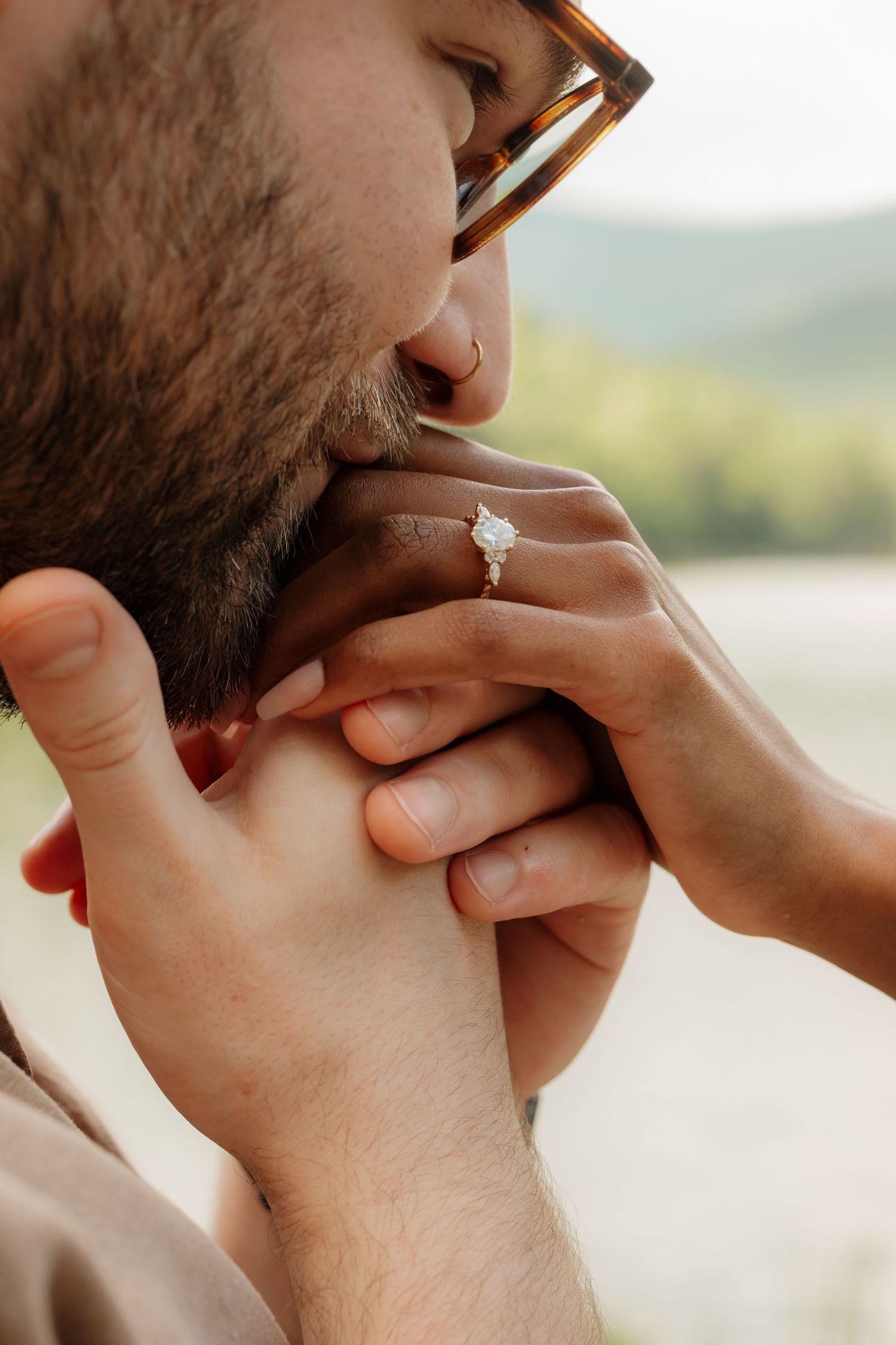 Close-up images showing massage techniques on neck and jaw muscles in an outdoor setting with natural lighting. in North Carolina