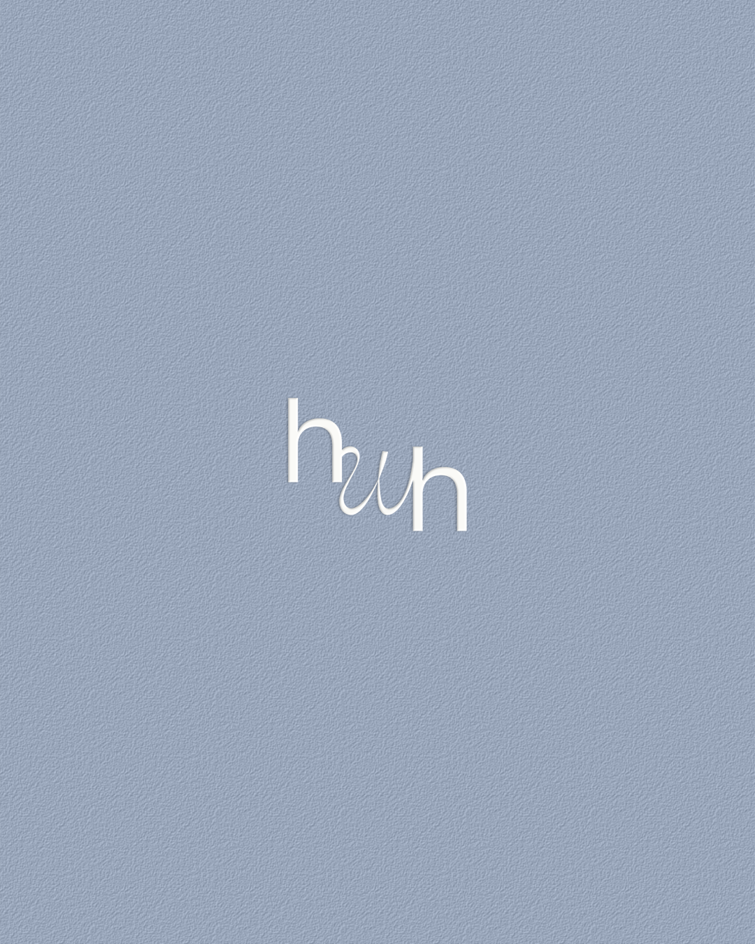 Simple hwh monogram logo in white script on a muted blue background.