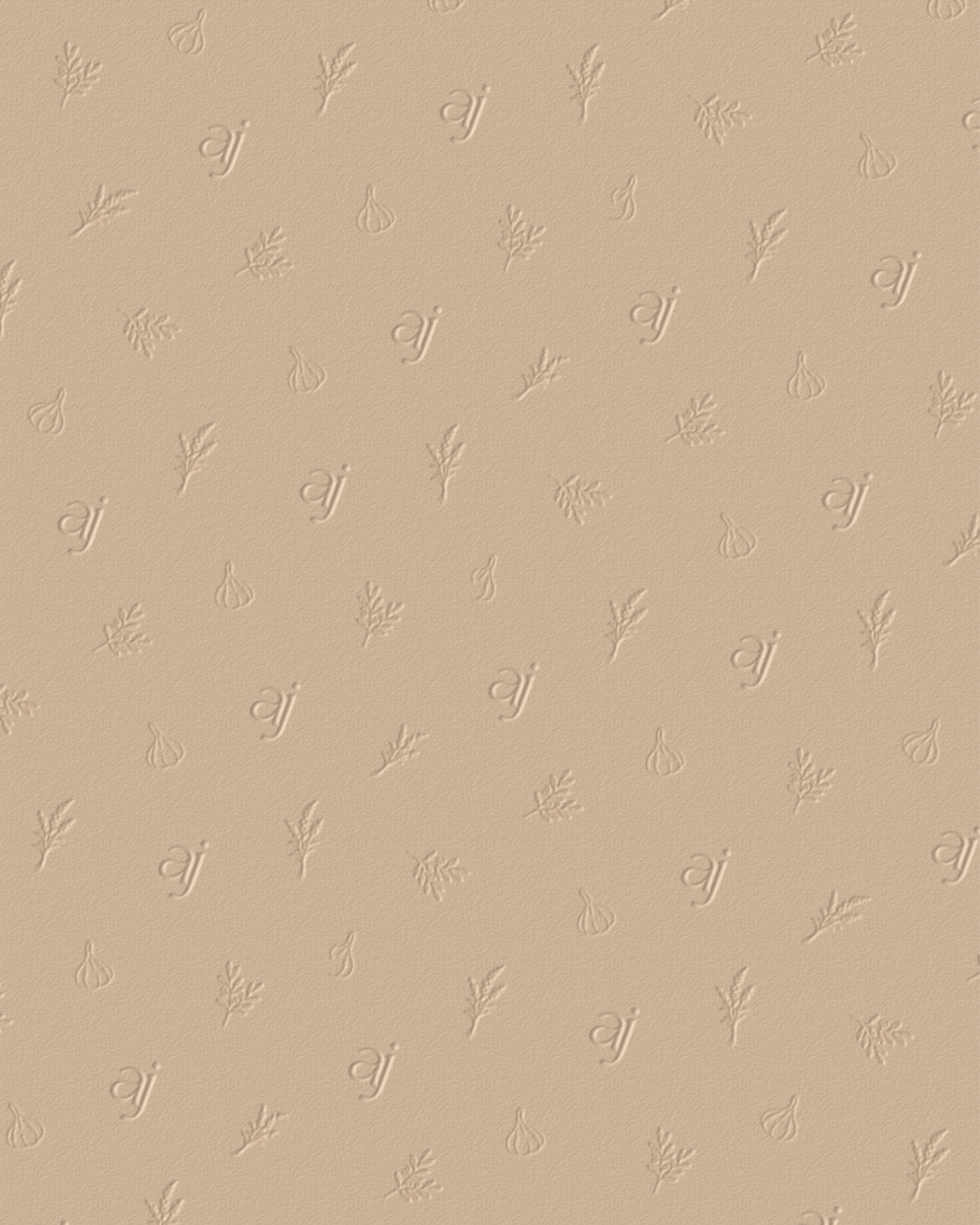 Beige textured background with subtle embossed botanical and script pattern design.