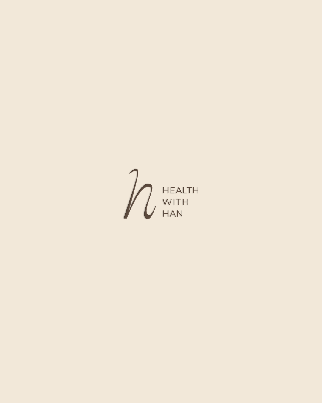 Minimalist Health with Han brand logo with script h on a cream background.